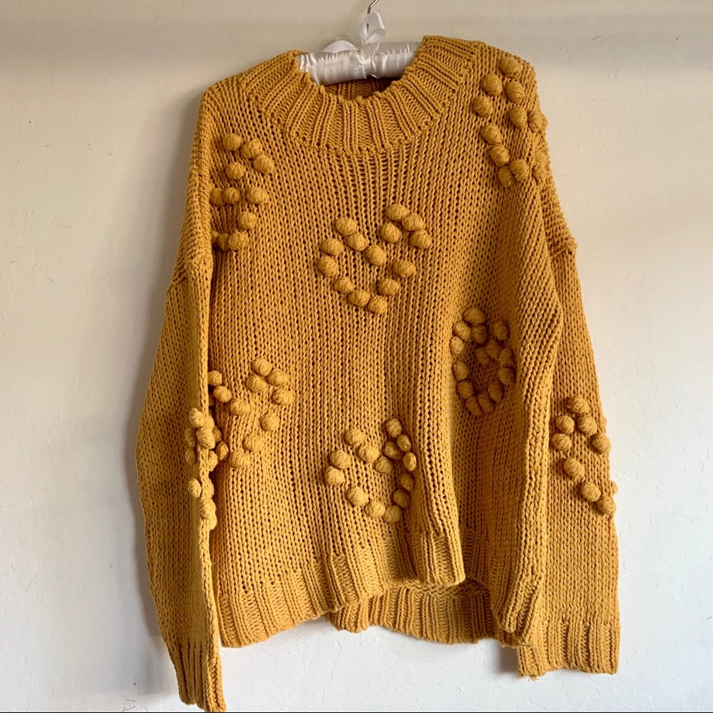 LoveAtFirstFind Yellow Heart Bobble Sweater L - Picture 7 of 8